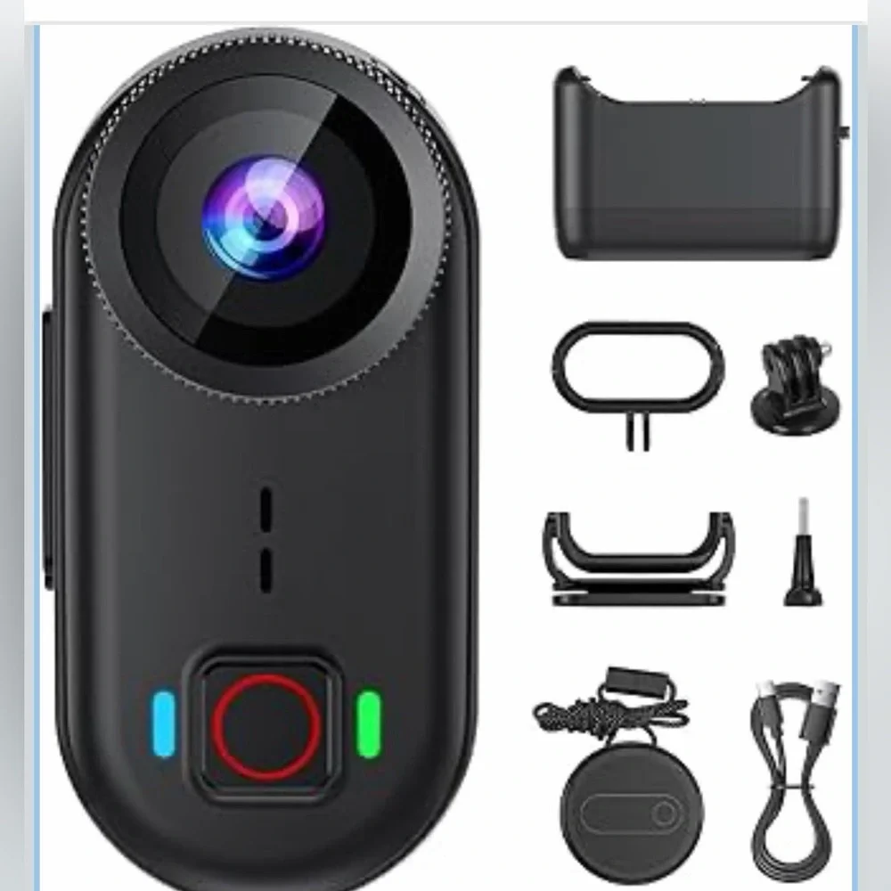 Black Action Camera with Accessories